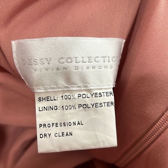 Dessy Collection Convertible Neck Long Sleeve Chiffon Gown Dessert Rose … - Picture 8 of 11